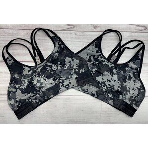 UNDER ARMOUR Girls Youth Sports Bra Black Camo (L) Compression Athletic Strap